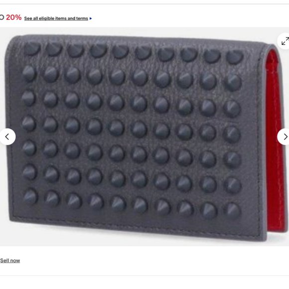 Christian Louboutin Studded Bifold Cardholder in Gray sz OSFA